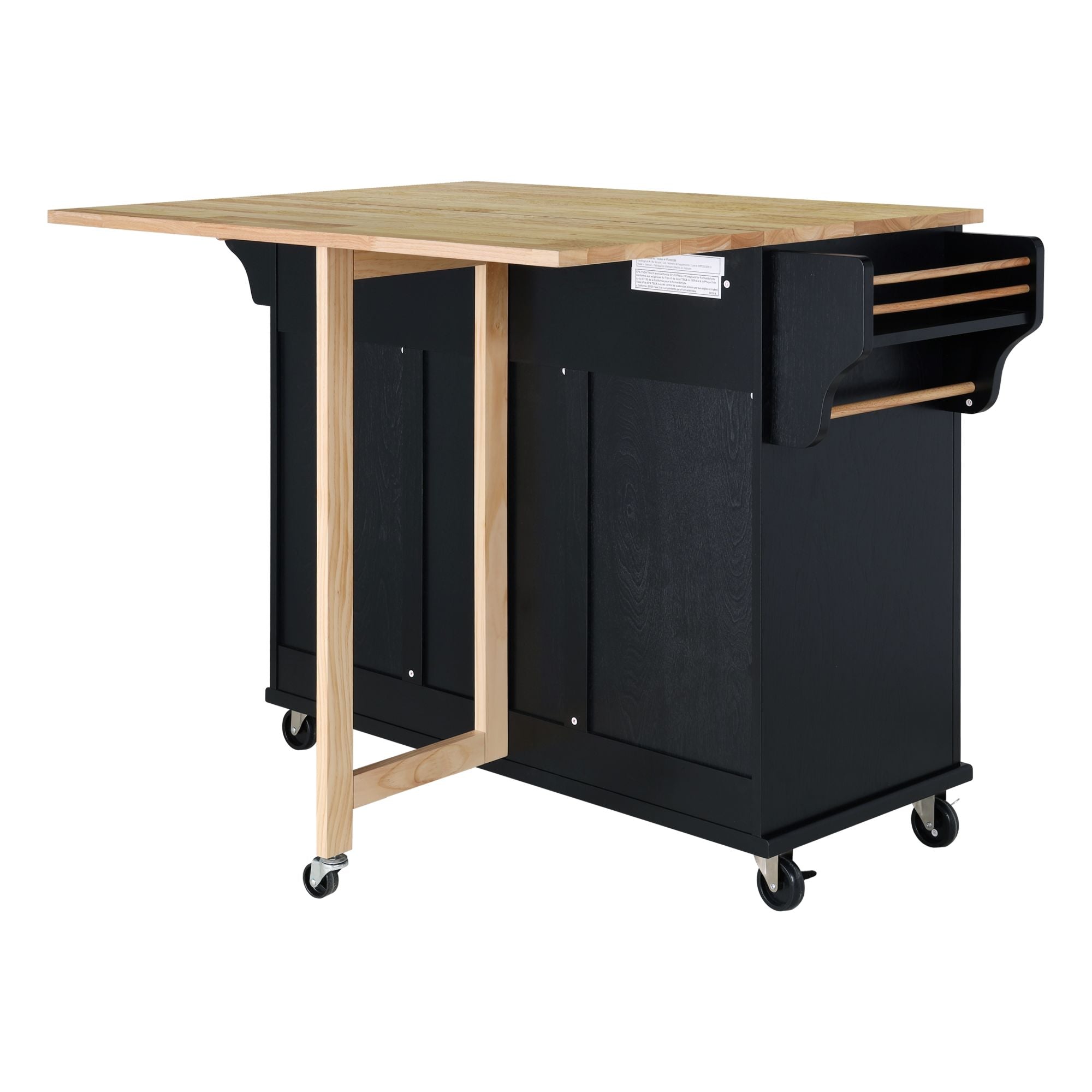 Cambridge Natural Wood Top Kitchen Island with Storage Doba